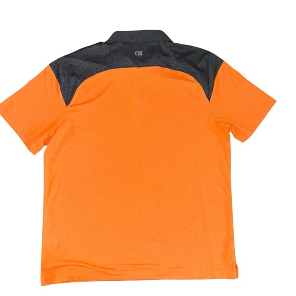 📌Cutter & Buck Men’s Polo Shirt Orange Gray Colorblock SS Performance Golf SZ LG - Picture 3 of 7